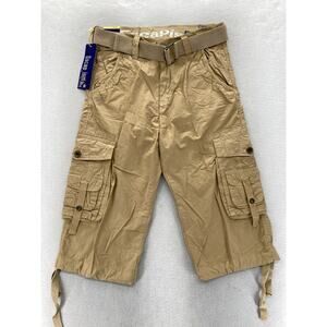 Vintage Escapism Cargo Shorts Mens 32 Beige Baggy Relaxed Skater Y2K Hip Hop NWT